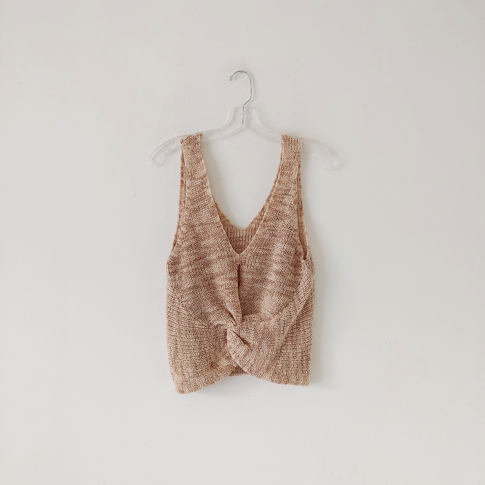 Jolie & Joy Acrylic Knit Knot Twist Sleeveless Top L